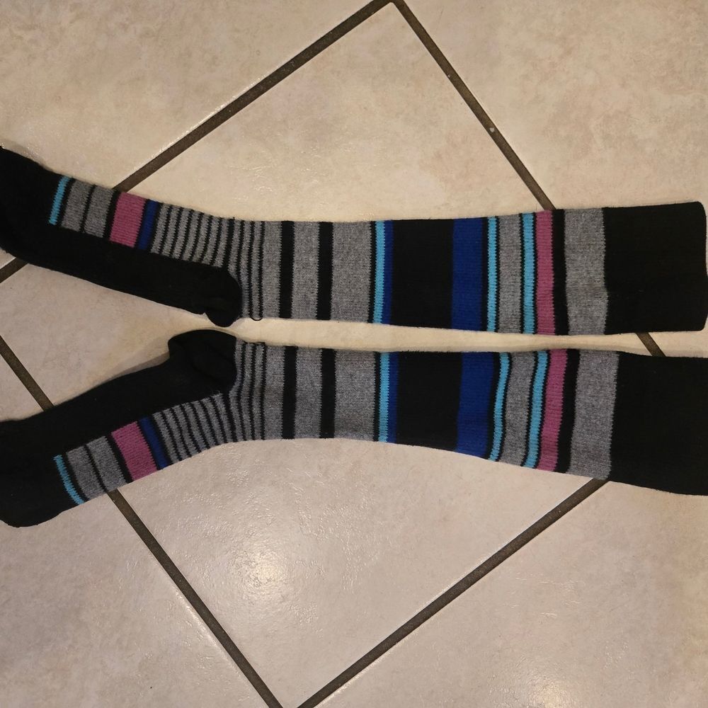 Compression Striped Black and Gray Socks Womens